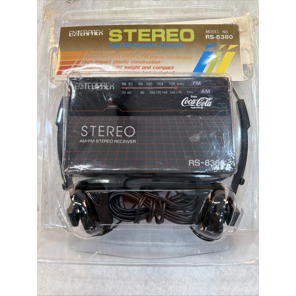 Enterprex RS-8380 Portable AM/FM Stereo Receiver Coca-Cola Vintage Black Radio‎